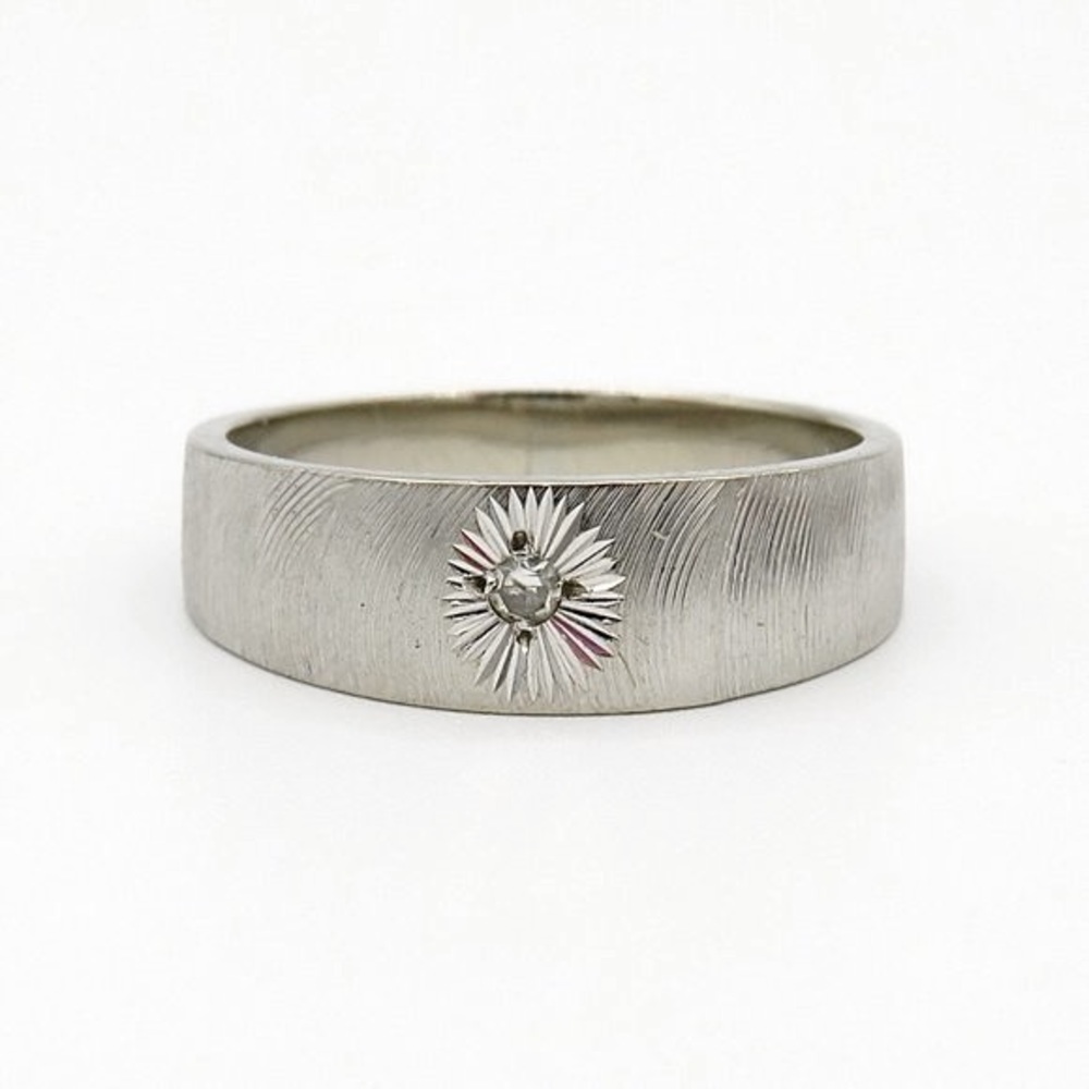 Vintage 14k White Gold Diamond Starburst Ring Size 7 4g